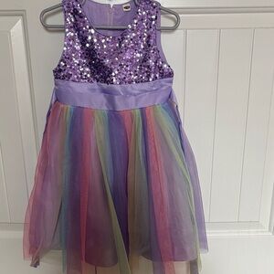 Amazon Kids Purple Sequin Dress with Rainbow Skirt